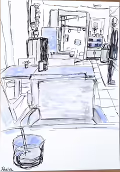 Original painting by Natan Shalva – I can't be blamed for not searching a good cafe in Berlin