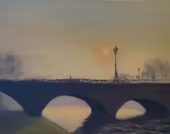 Original painting by Natan Shalva – The old bridge near the central station