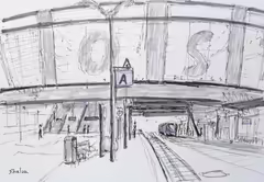 Original painting by Natan Shalva – Southern Railway Station