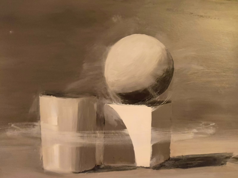 Oil painting &ldquo;I saw the atoms spinning around&rdquo; by Natan Shalva