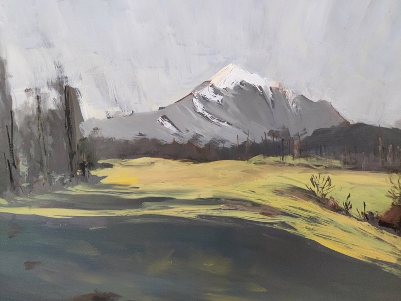 Oil painting &ldquo;The mountain from Verena's childhood home&rdquo; by Natan Shalva