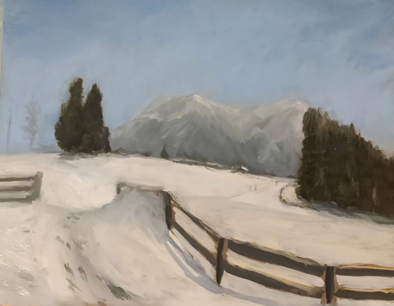 Oil painting &ldquo;the Snow Walkers&rdquo; by Natan Shalva
