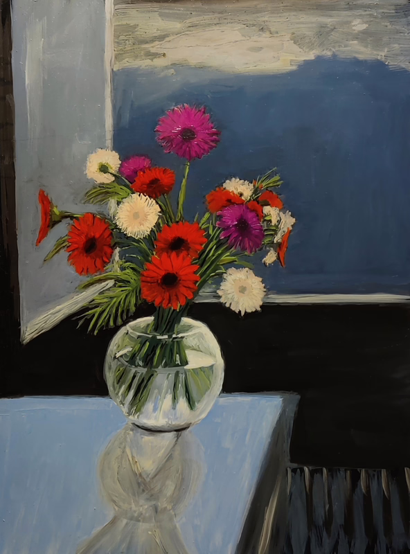 Oil painting &ldquo;The flowers in a round jar that you love&rdquo; by Natan Shalva