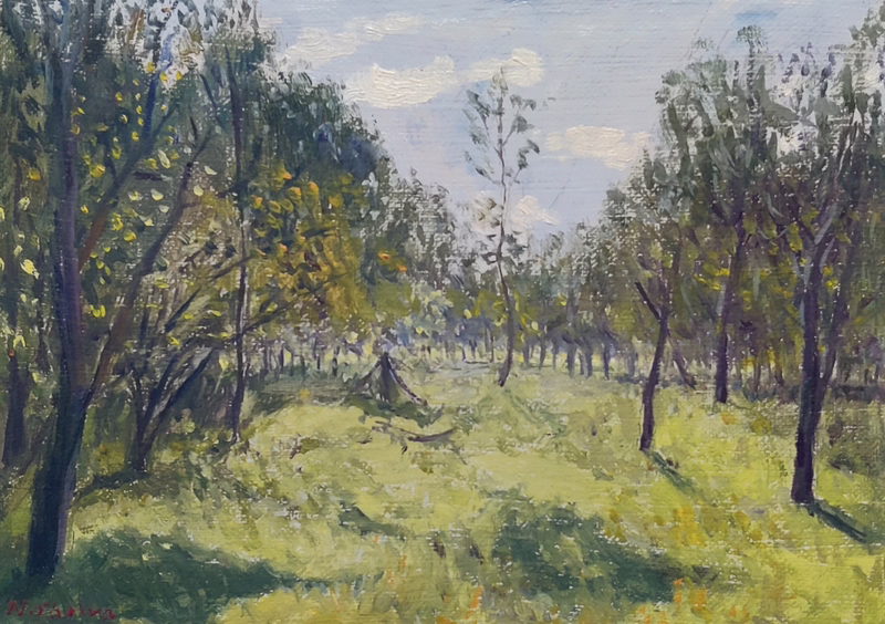 Oil painting &ldquo;The cows grazing in the nature reserve&rdquo; by Natan Shalva