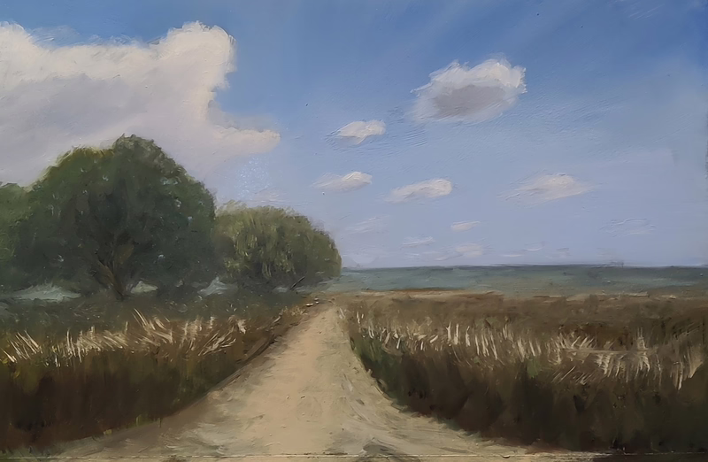 Oil painting &ldquo;There is a path to the sea there&rdquo; by Natan Shalva